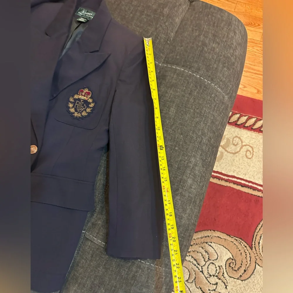 Vintage Ralph Lauren Navy Double-Breasted Wool Blazer Size Medium - Picture 14 of 16